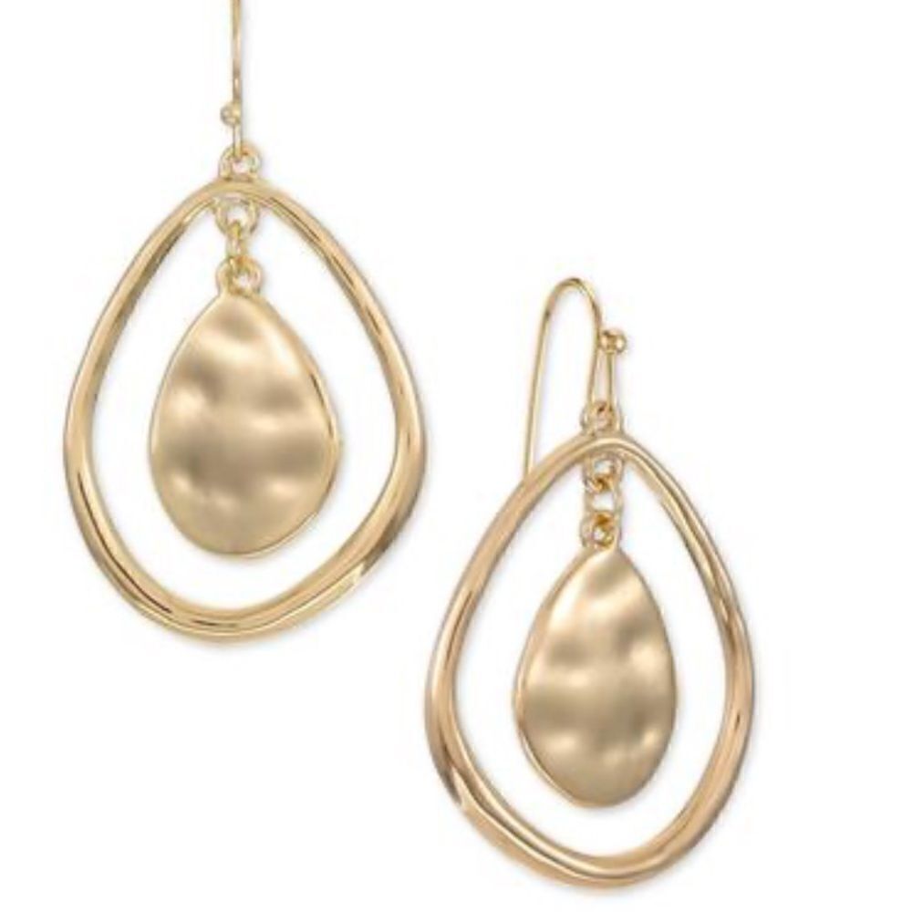 Style and Co Hammered Orbital Drop Earrings: Gold